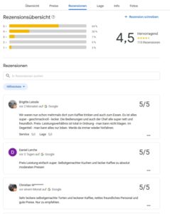 110 Google Rezensionen sagen: Hervorragend -darauf sind wir stolz