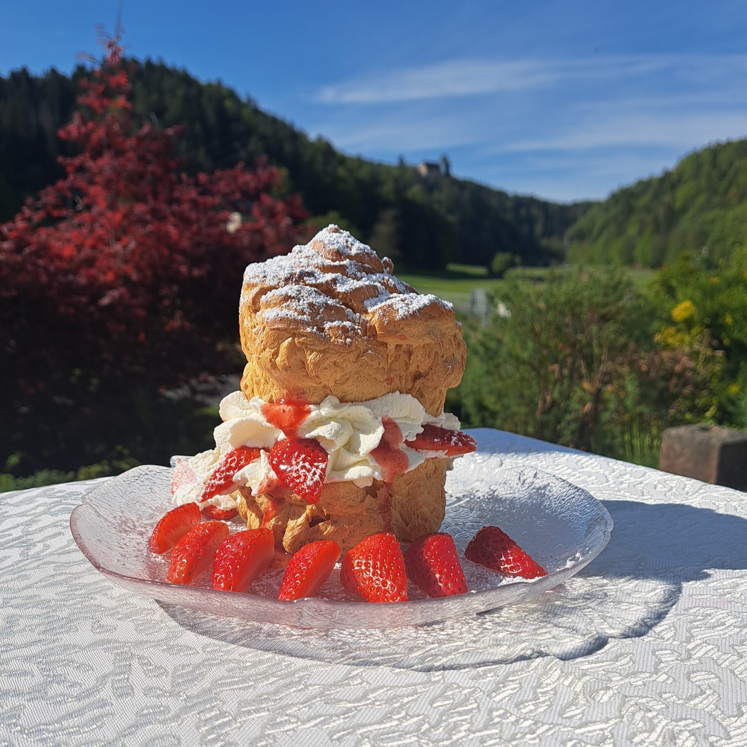Windbeutel auf Terrasse Café Krems